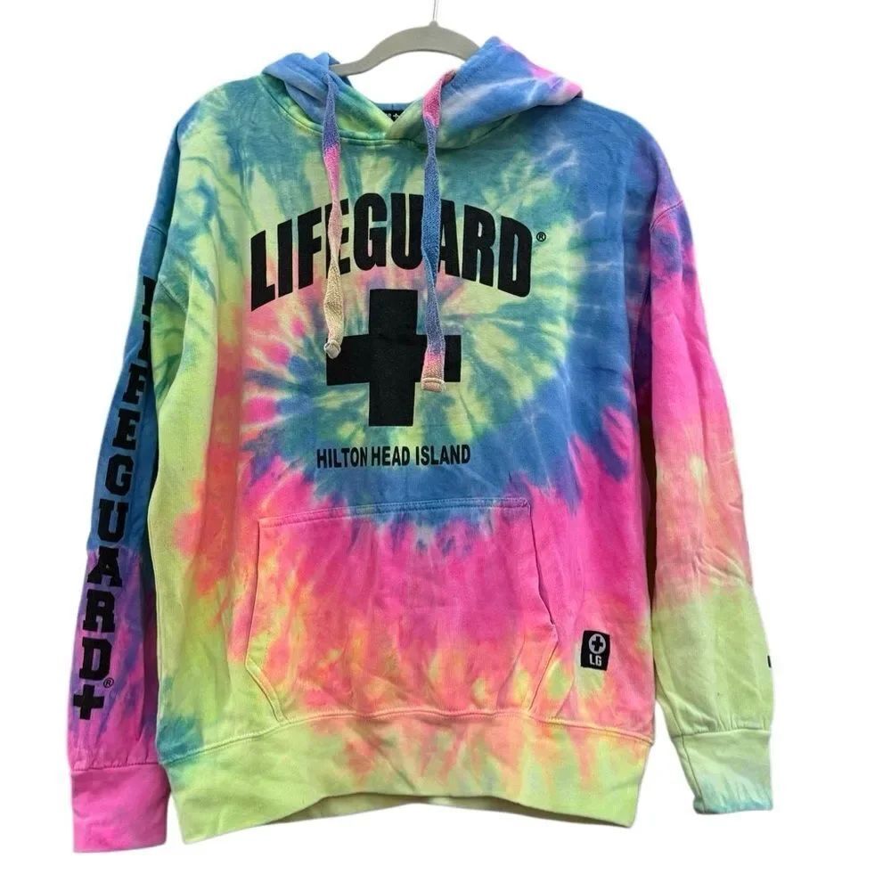 Lifeguard Women's Tie Dye Hoodie Sweatshirt Hilton Head Island SC Size Large - Picture 4 of 5